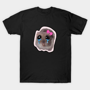 sad hamster with big eyes and a pink bow T-Shirt